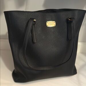 Michael Kors Black Structured Tote Bag with Gold Hardware